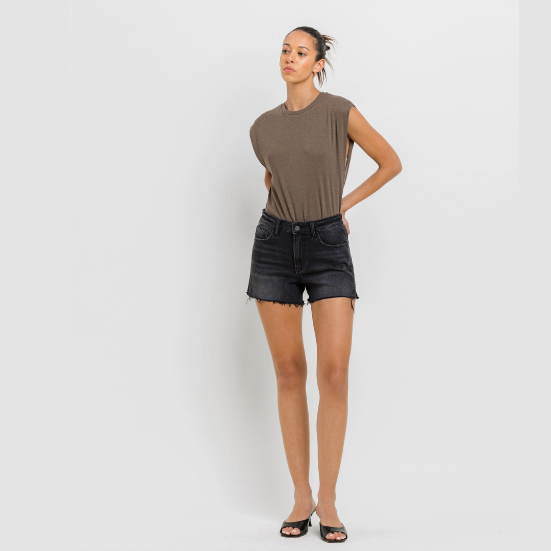 The Rebecca Black High Rise A Line Denim Short