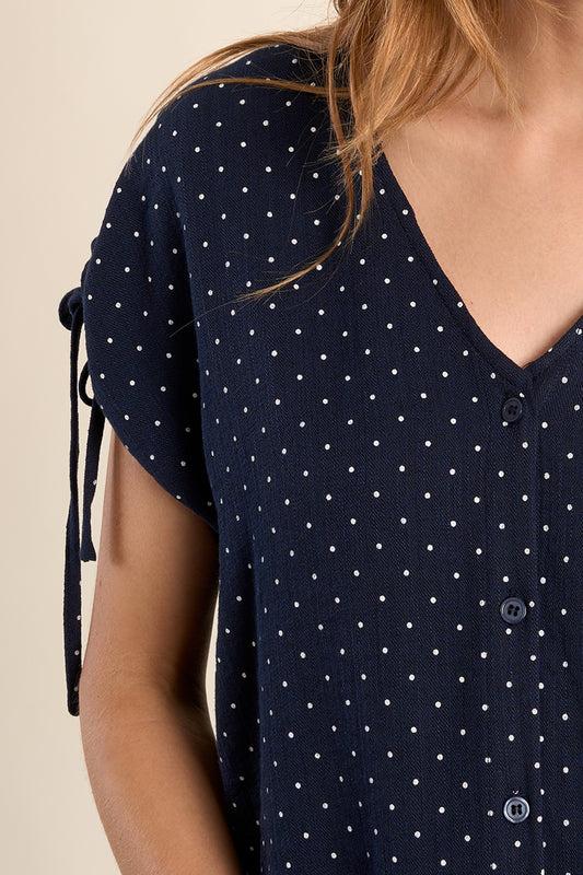 Navy Polka Blouse