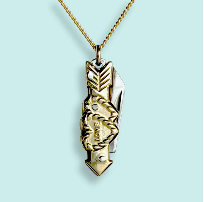 Pierced Heart Knife Necklace