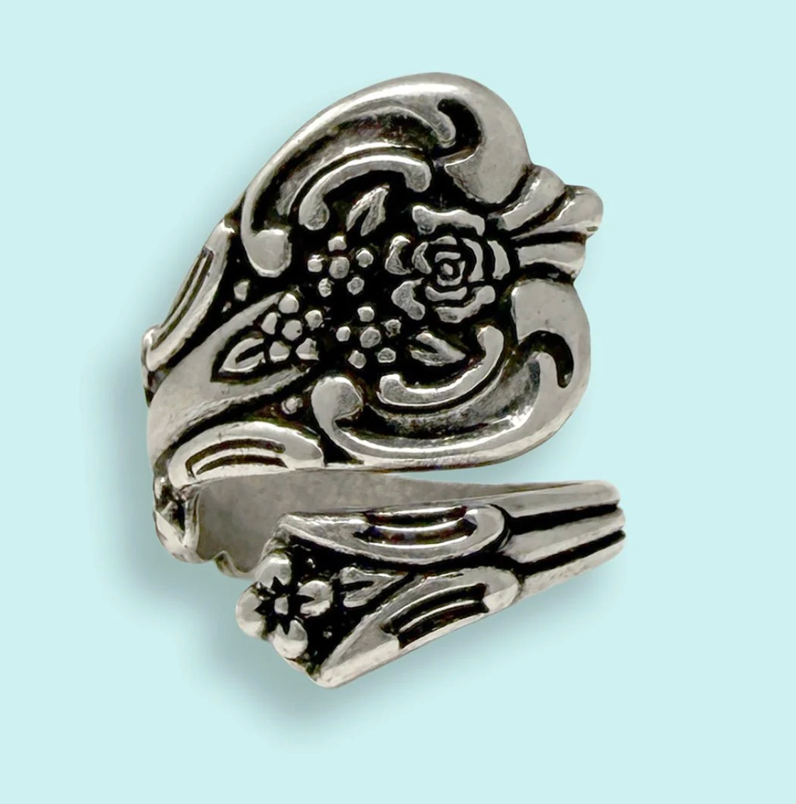 Silver Floral Spoon Ring