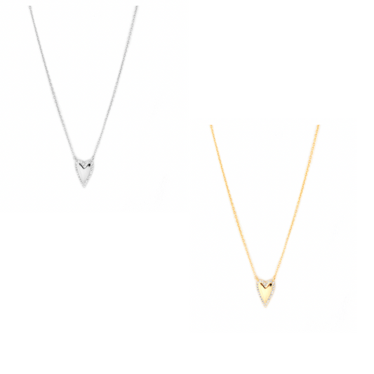 Pave Border Heart Necklace