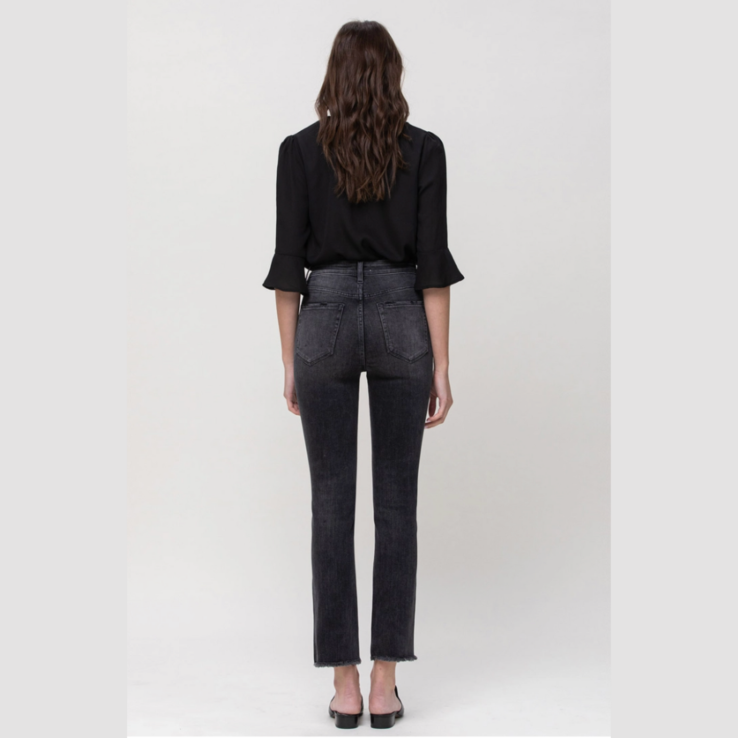 High Rise Straight Crop w. Uneven Hem