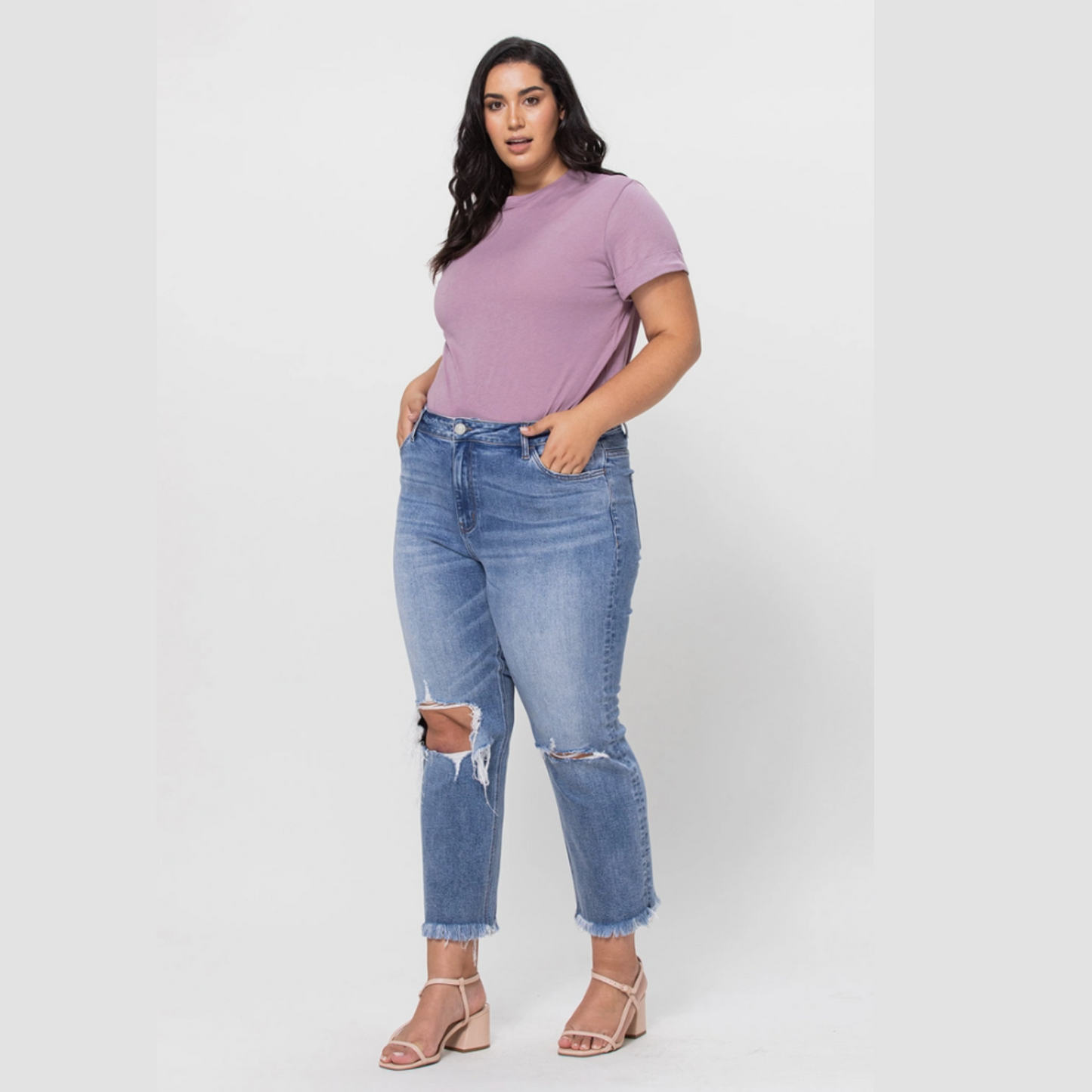 High Rise Relaxed Distressed Crop [extended sizes]