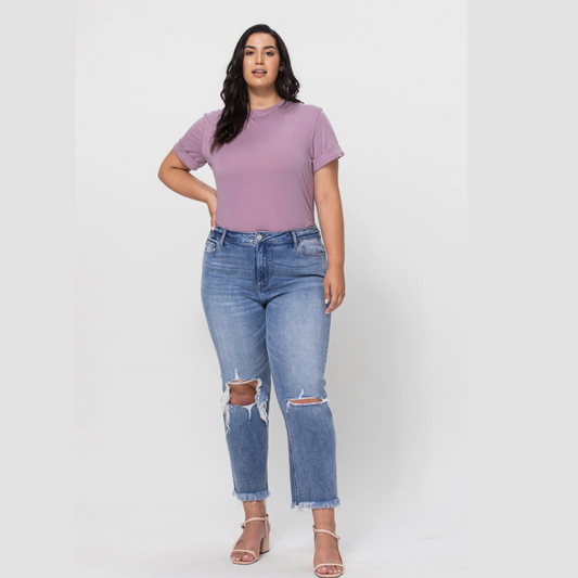 High Rise Relaxed Distressed Crop [extended sizes]